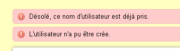 L'identifiant choisi dans "Utilisateur" existe déjà